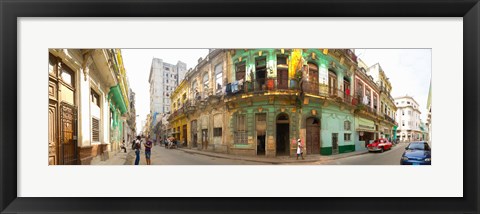 Framed Buildings along a street, Havana, Cuba Print