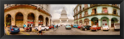 Framed Street View of Government buildings in Havana, Cuba Print