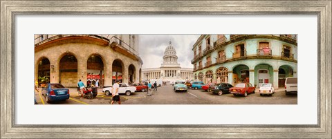 Framed Street View of Government buildings in Havana, Cuba Print