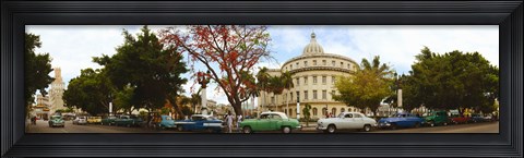 Framed Vintage cars parked on a street, Havana, Cuba Print