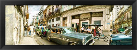 Framed Old cars on a street, Havana, Cuba Print