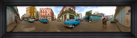 Framed 360 degree view of street scene, Havana, Cuba Print