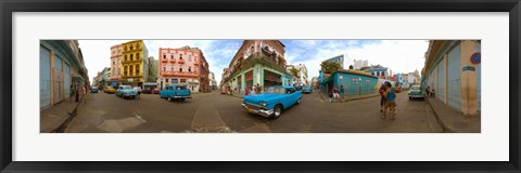 Framed 360 degree view of street scene, Havana, Cuba Print