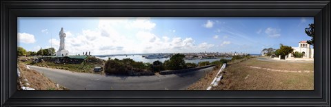 Framed Road view with the Statue of Jesus Christ, Havana, Cuba Print