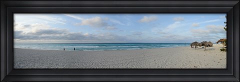 Framed Sunshades on the beach, Varadero Beach, Varadero, Matanzas, Cuba Print