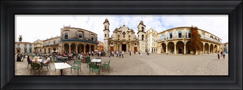 Framed People at Plaza De La Catedral, Cathedral of Havana, Havana, Cuba Print