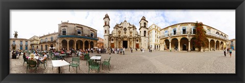 Framed People at Plaza De La Catedral, Cathedral of Havana, Havana, Cuba Print