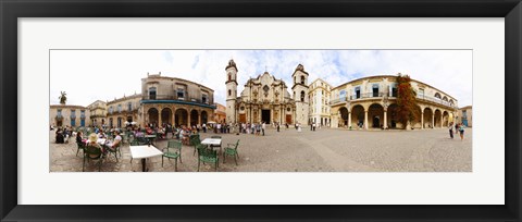 Framed People at Plaza De La Catedral, Cathedral of Havana, Havana, Cuba Print