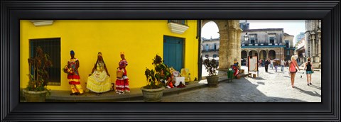 Framed People in Native dress on Plaza De La Catedral, Havana, Cuba Print