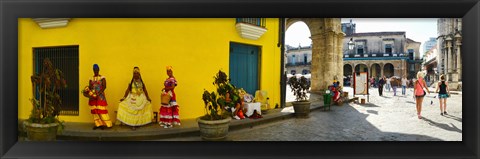 Framed People in Native dress on Plaza De La Catedral, Havana, Cuba Print