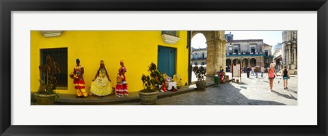 Framed People in Native dress on Plaza De La Catedral, Havana, Cuba Print