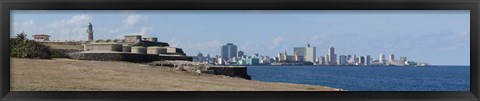 Framed Morro Castle with city at the waterfront, Havana, Cuba 2013 Print