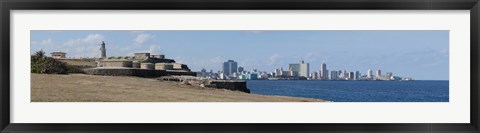 Framed Morro Castle with city at the waterfront, Havana, Cuba 2013 Print