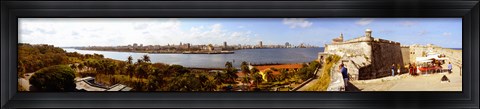 Framed Morro Castle with city at the waterfront, Havana, Cuba Print