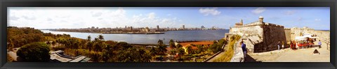 Framed Morro Castle with city at the waterfront, Havana, Cuba Print