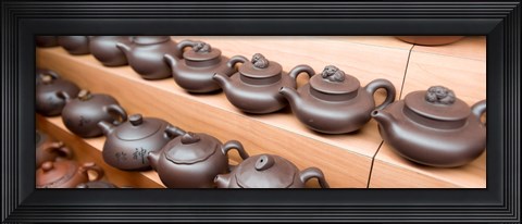 Framed Display of Chinese teapots, Chinatown, Singapore Print