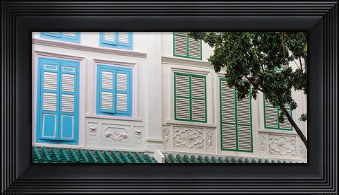 Framed Restored Building with Blue Door in Chinatown, Singapore Print