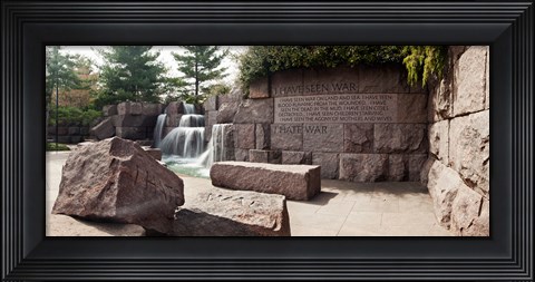 Framed Engraved memorial wall, Franklin Delano Roosevelt Memorial, Washington DC, USA Print