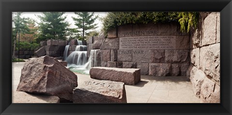 Framed Engraved memorial wall, Franklin Delano Roosevelt Memorial, Washington DC, USA Print