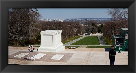 Framed Tomb of a soldier in a cemetery, Arlington National Cemetery, Arlington, Virginia, USA Print