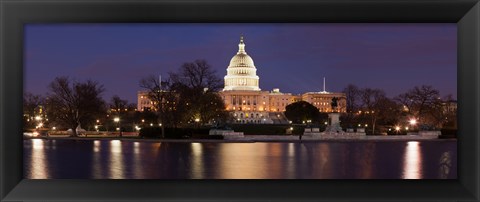 Framed Government building lit up at dusk, Capitol Building, National Mall, Washington DC, USA Print