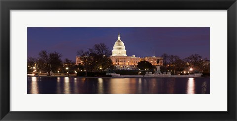 Framed Government building lit up at dusk, Capitol Building, National Mall, Washington DC, USA Print