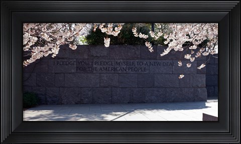 Framed Inscription of FDR&#39;s new deal speech written on stones at a memorial, Franklin Delano Roosevelt Memorial, Washington DC, USA Print