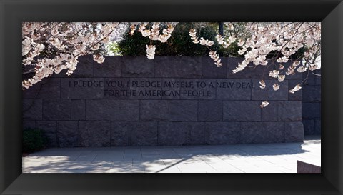 Framed Inscription of FDR&#39;s new deal speech written on stones at a memorial, Franklin Delano Roosevelt Memorial, Washington DC, USA Print