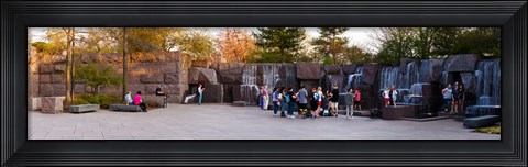 Framed Tourists at Franklin Delano Roosevelt Memorial, Washington DC, USA Print