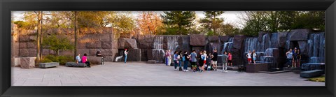 Framed Tourists at Franklin Delano Roosevelt Memorial, Washington DC, USA Print