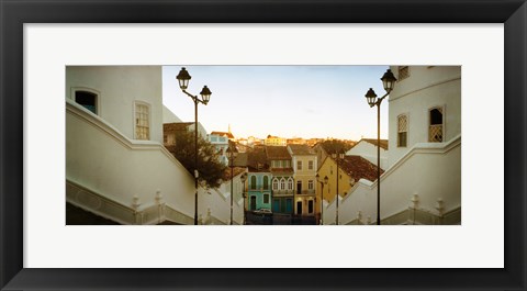 Framed Steps leading up to Igreja do Santissimo Sacramento Do Passo, Pelourinho, Salvador, Bahia, Brazil Print