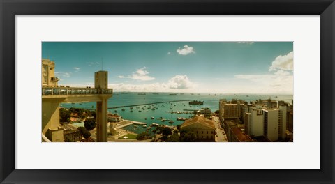 Framed Buildings on the coast, Lacerda Elevator, Pelourinho, Salvador, Bahia, Brazil Print