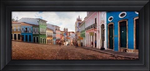 Framed Colorful buildings, Pelourinho, Salvador, Bahia, Brazil Print