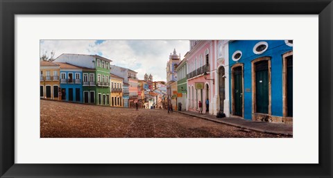 Framed Colorful buildings, Pelourinho, Salvador, Bahia, Brazil Print