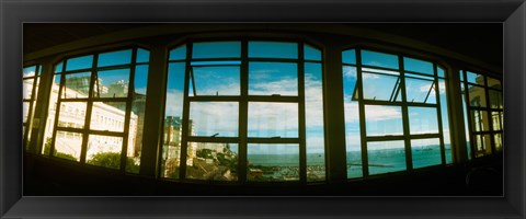 Framed Coast viewed through from a window of Lacerda Elevator, Pelourinho, Salvador, Bahia, Brazil Print