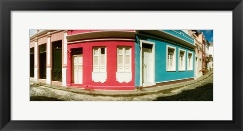 Framed Houses along a street in a city, Pelourinho, Salvador, Bahia, Brazil Print