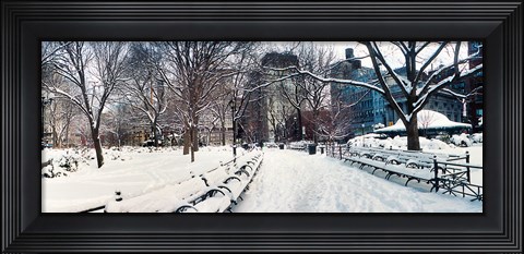 Framed Snow covered park, Union Square, Manhattan, New York City, New York State, USA Print