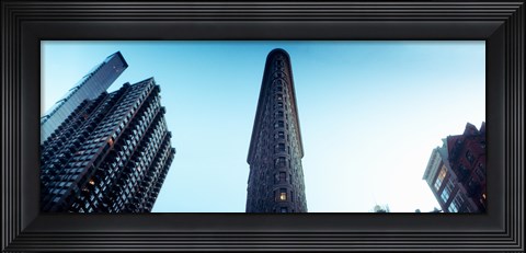 Framed Low angle view of the skyscrapers, Flatiron Building, 23rd Street, Manhattan, New York City, New York State, USA Print