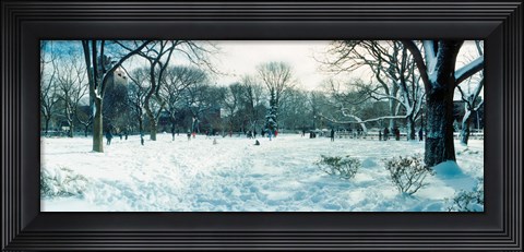 Framed Snow covered park, Lower East Side, Manhattan, New York City, New York State, USA Print