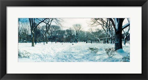 Framed Snow covered park, Lower East Side, Manhattan, New York City, New York State, USA Print