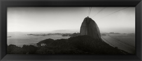 Framed Sugarloaf Mountain at sunset, Rio de Janeiro, Brazill (black and white) Print