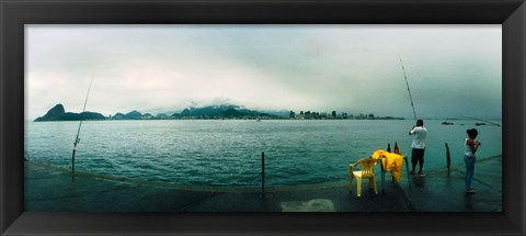 Framed People fishing, Guanabara Bay, Niteroi, Rio de Janeiro, Brazil Print