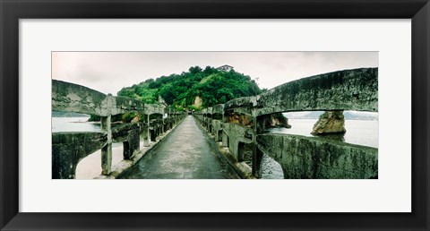 Framed Stone bridge leading to a small island, Niteroi, Rio de Janeiro, Brazil Print