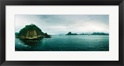 Framed Small island in the ocean, Niteroi, Rio de Janeiro, Brazil Print