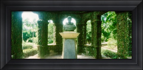 Framed Memorial statue in the house of cedar, Jardim Botanico, Zona Sul, Rio de Janeiro, Brazil Print