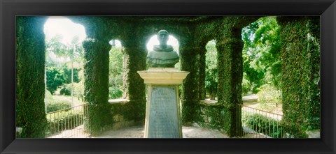 Framed Memorial statue in the house of cedar, Jardim Botanico, Zona Sul, Rio de Janeiro, Brazil Print