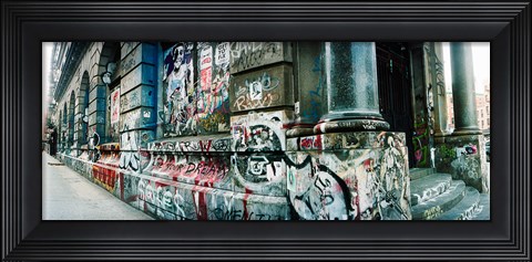 Framed Graffiti covered Germania Bank Building on Bowery Street, Soho, Manhattan, New York City Print