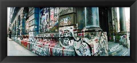 Framed Graffiti covered Germania Bank Building on Bowery Street, Soho, Manhattan, New York City Print