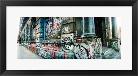 Framed Graffiti covered Germania Bank Building on Bowery Street, Soho, Manhattan, New York City Print