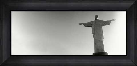Framed Low angle view of Christ The Redeemer, Corcovado, Rio de Janeiro, Brazil (black and white) Print